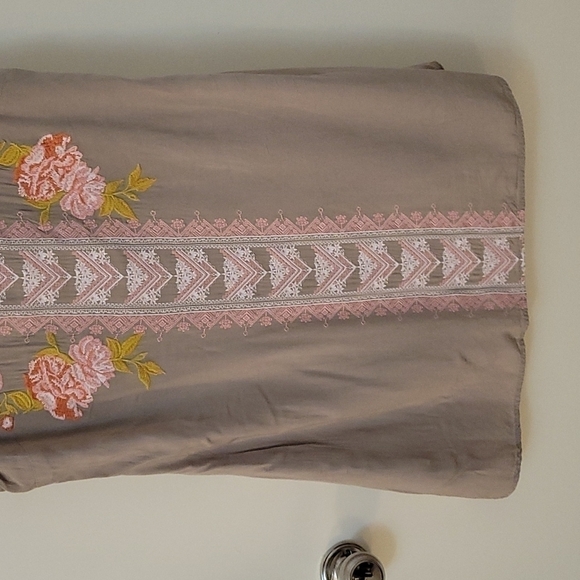 ANDREE BY UNIT Beige Mexican Embroidered Tank Trapeze Jumper Festival Dress - Picture 3 of 10